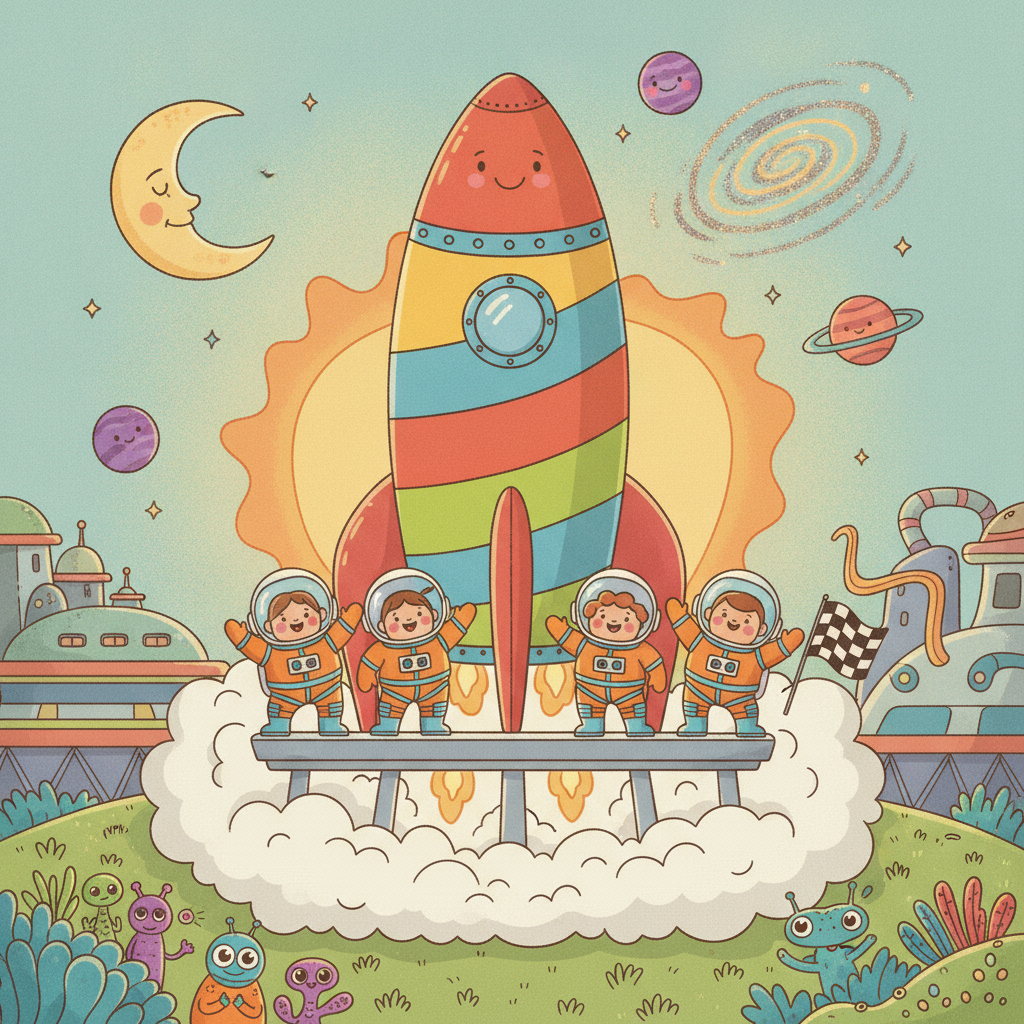 Blast Off to the Moon! - children's storybook about space rockets and astronauts